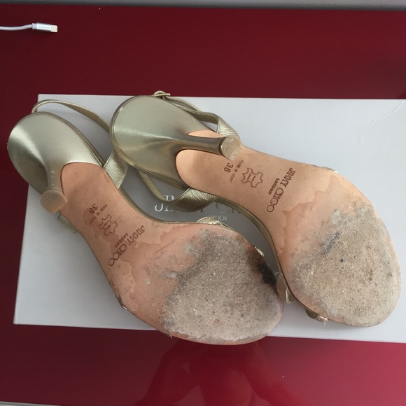 Jimmy Choo Gold Napa Leather Jasmine Sandals - Picture 4 of 6